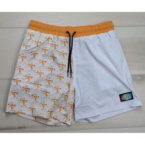 Slunks‎ Swim Trunks Shorts Mens M White Orange Volleyball Lined Drawstring Beach